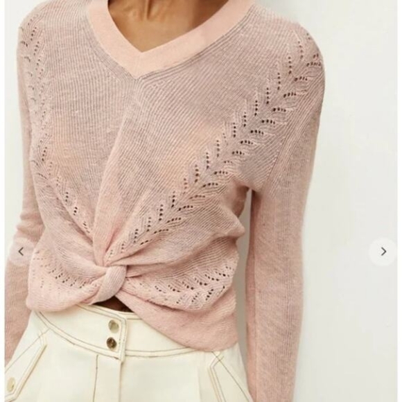 Veronica Beard Sweaters - Veronica Beard‎ Womens Pink Soren Twist Front Linen Blend V Neck Sweater Size Sm